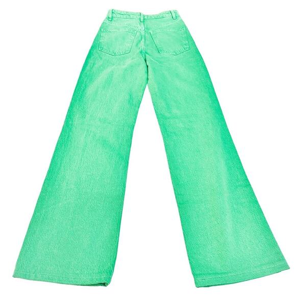 Zara Green Denim Wide Leg Zip Fly High Rise Colored Jeans Size 2 - Picture 3 of 8